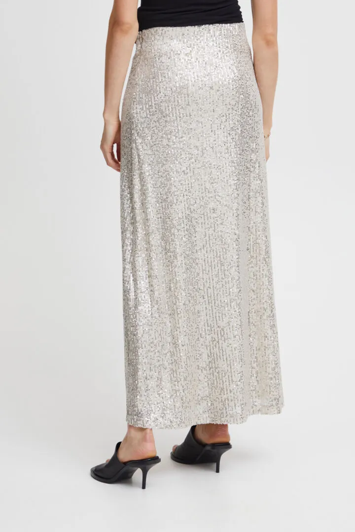 Ichi Fauci Sequinned Maxi Skirt-Frosted Almond-20120063