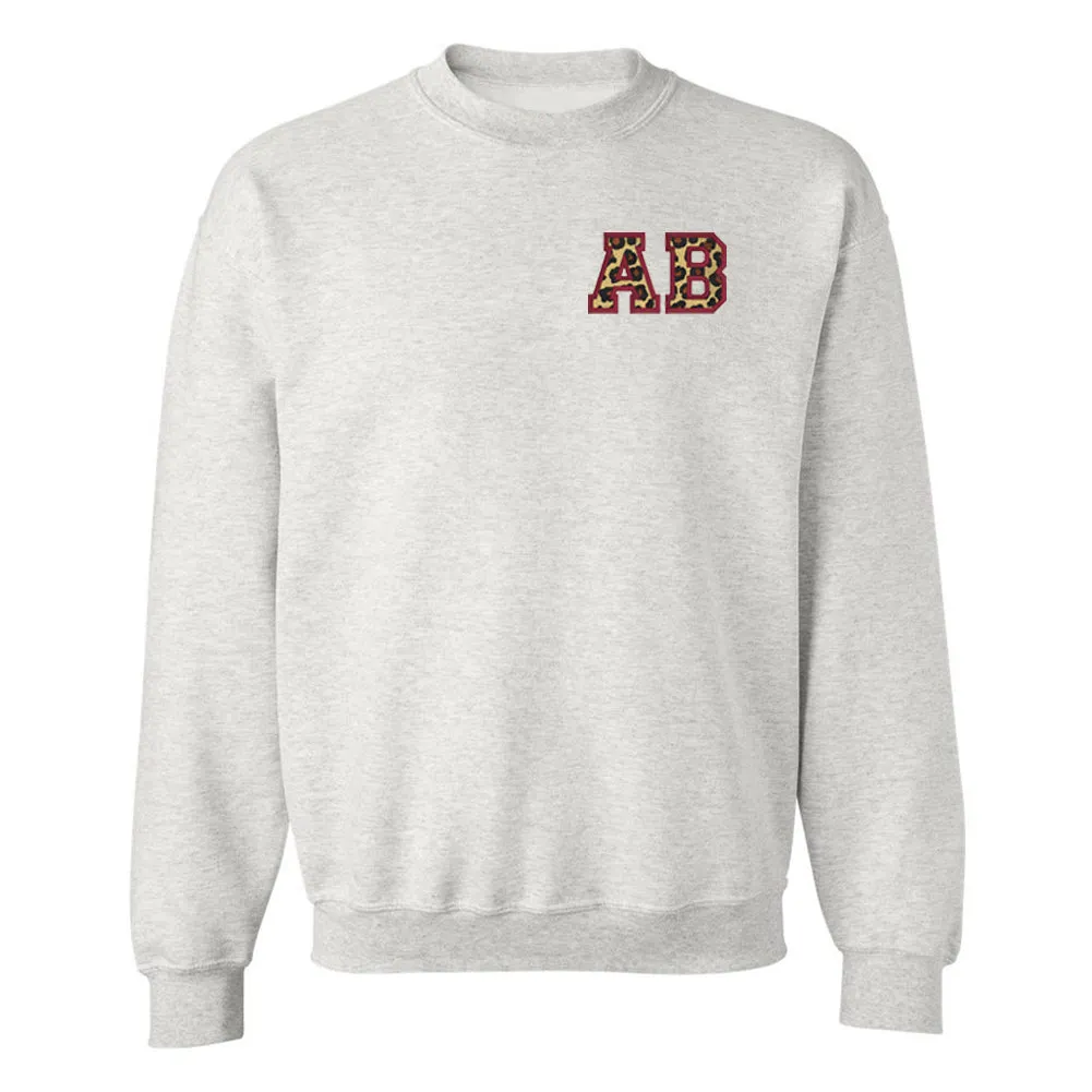 Initialed Leopard Crewneck Sweatshirt