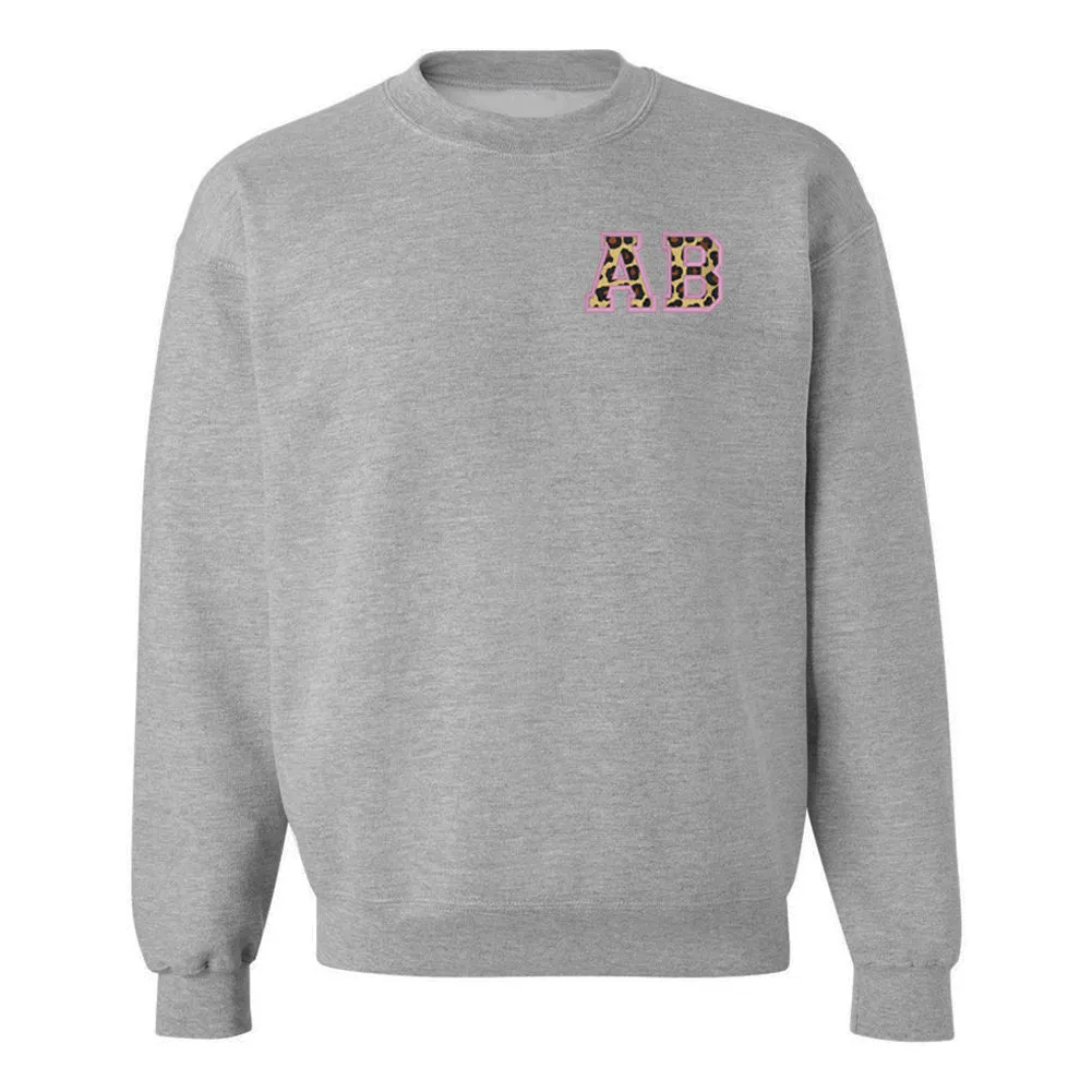 Initialed Leopard Crewneck Sweatshirt