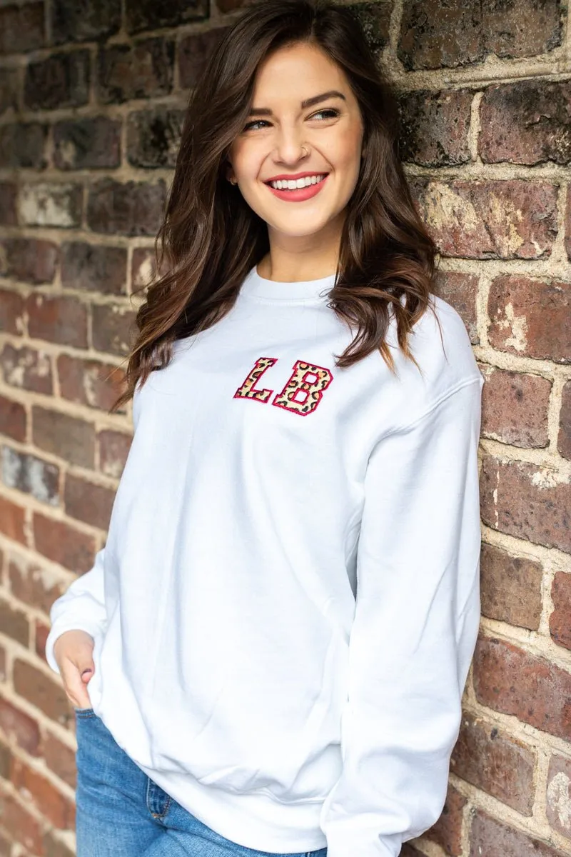 Initialed Leopard Crewneck Sweatshirt