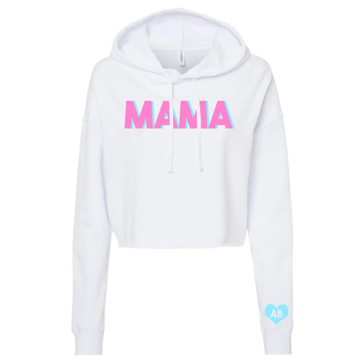 Initialed 'Mama' Cropped Hoodie