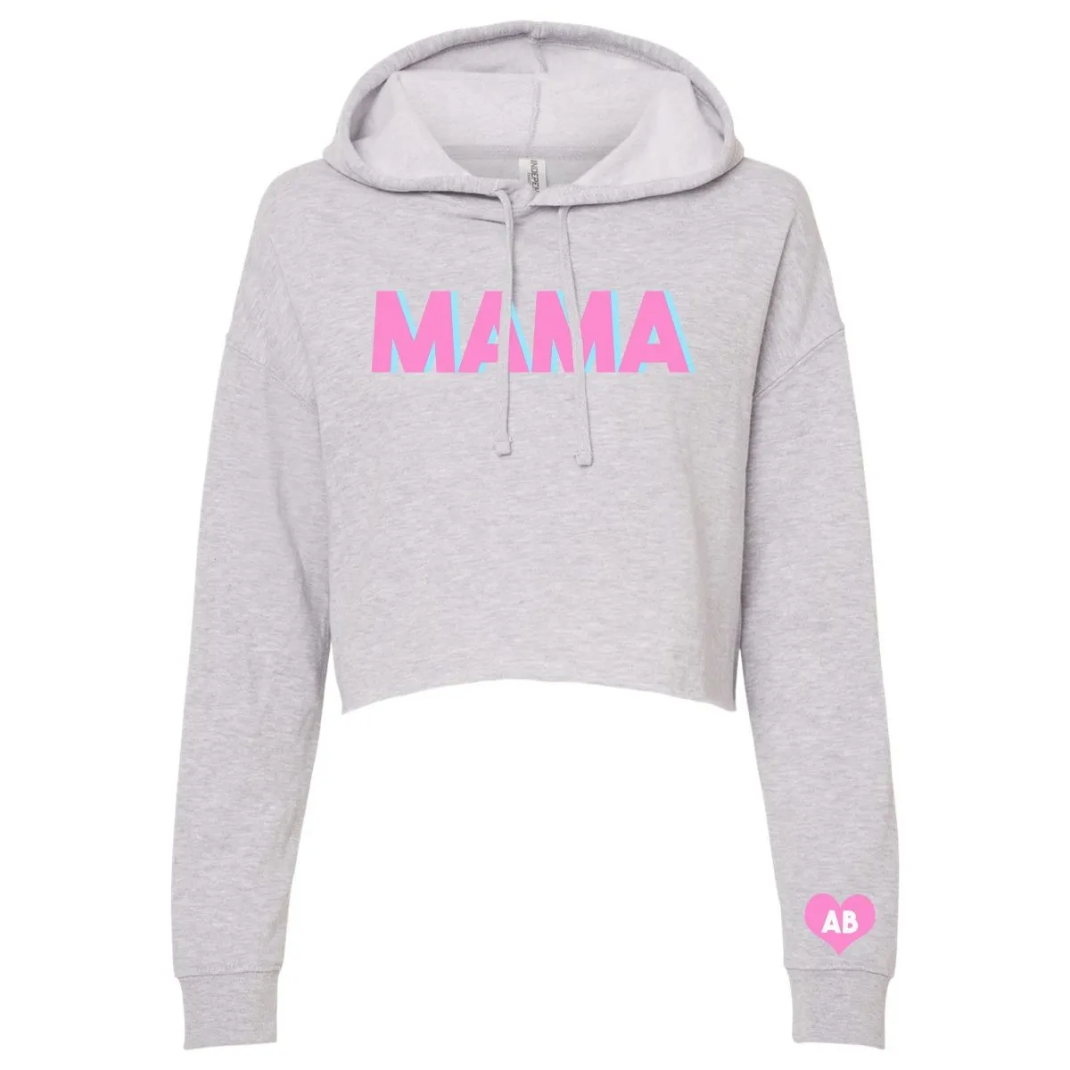 Initialed 'Mama' Cropped Hoodie