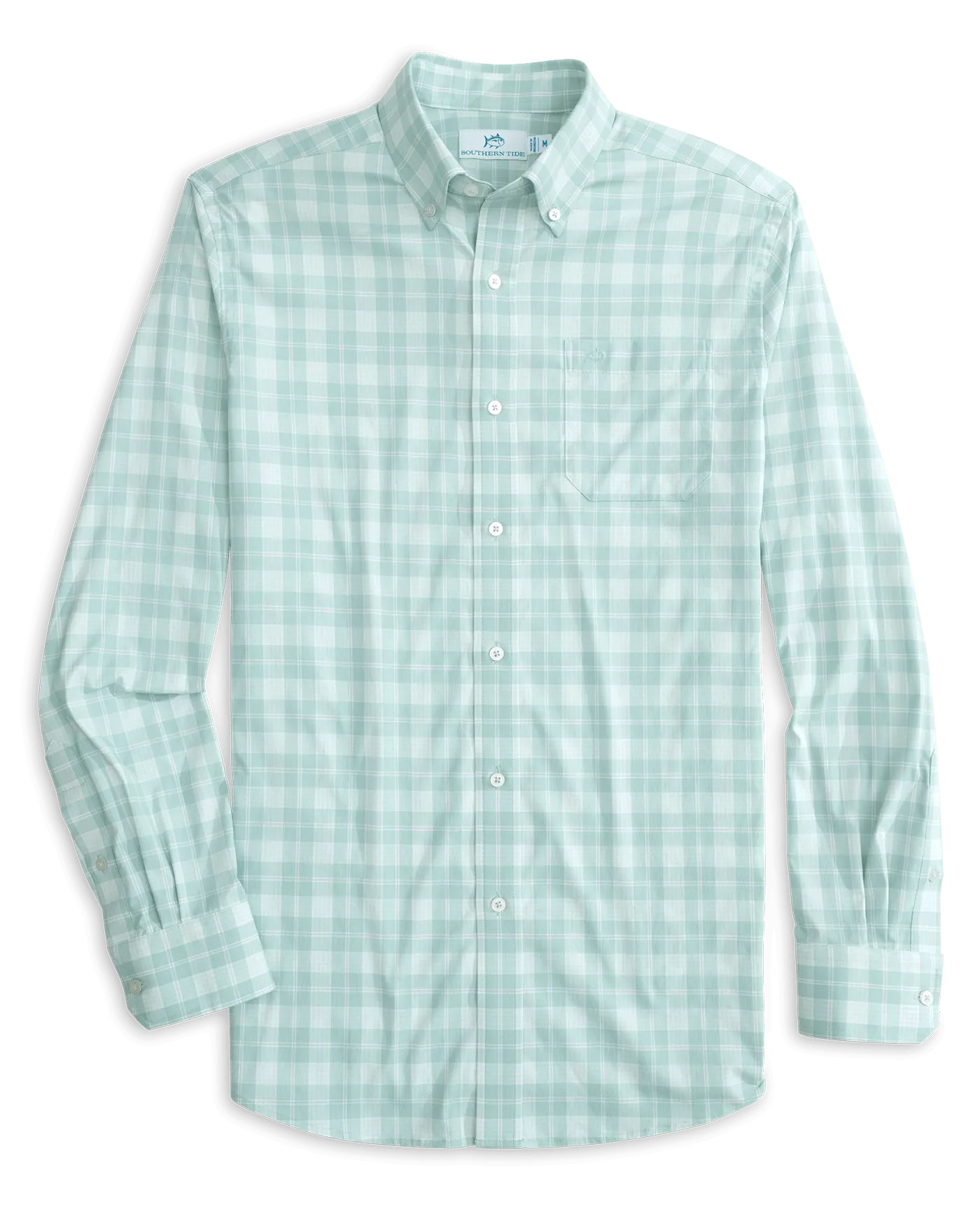 Intercoastal Primrose Plaid Long Sleeve Sport Shirt - Morning Mist Sage