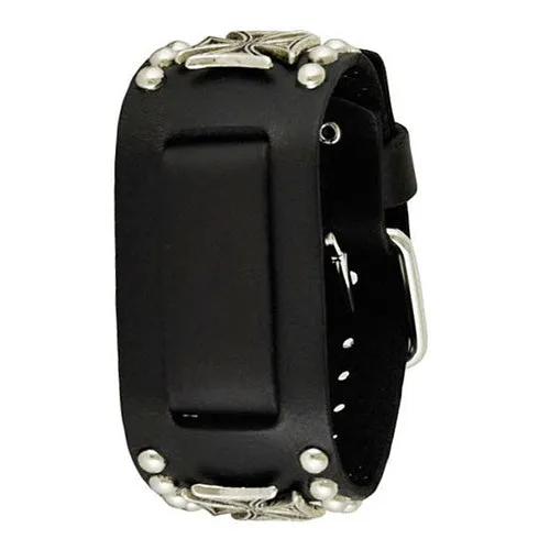 Iron Cross Studded Black Leather Cuff