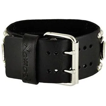 Iron Cross Studded Black Leather Cuff