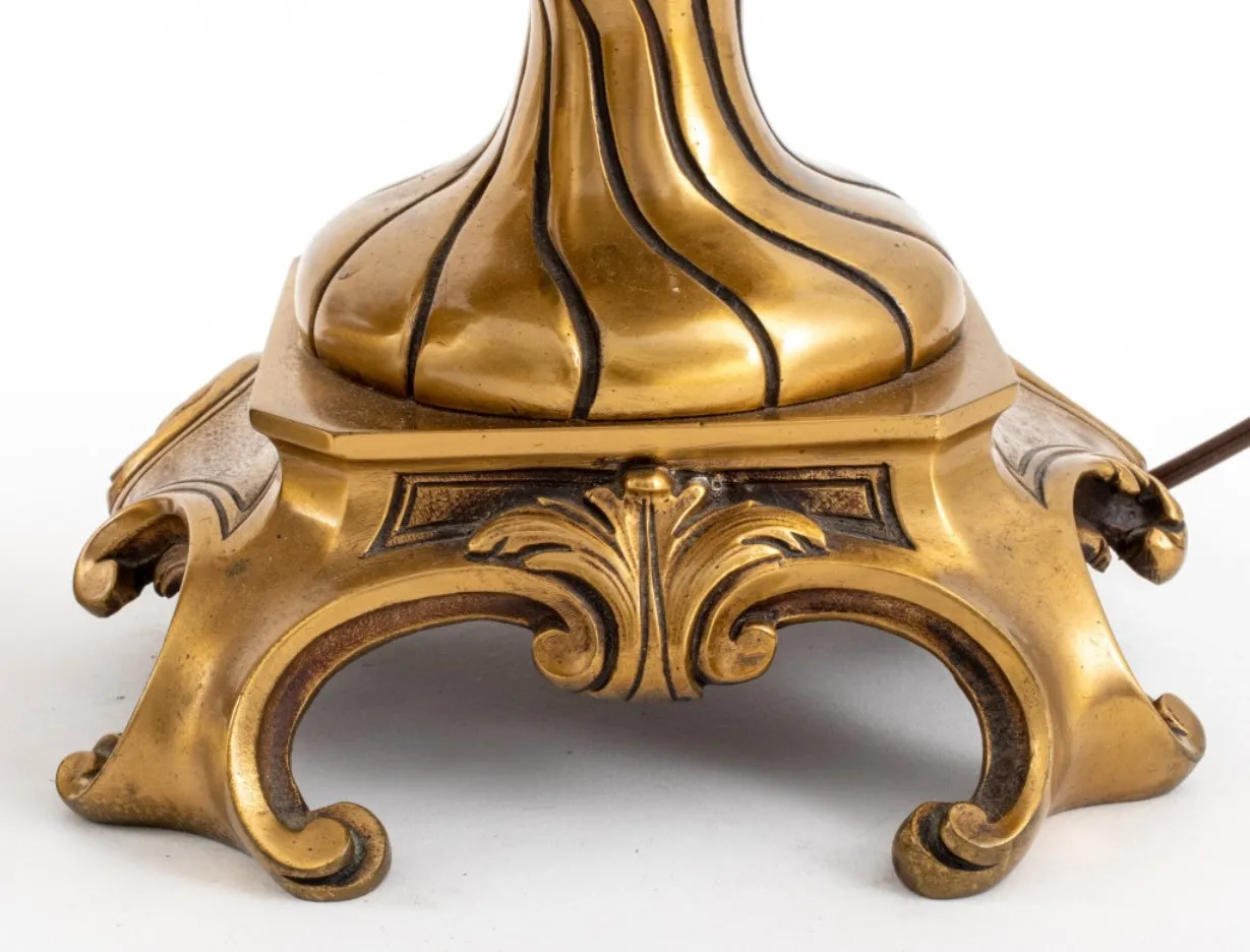 Italian Baroque Revival Style Bronze Lamps, Pair