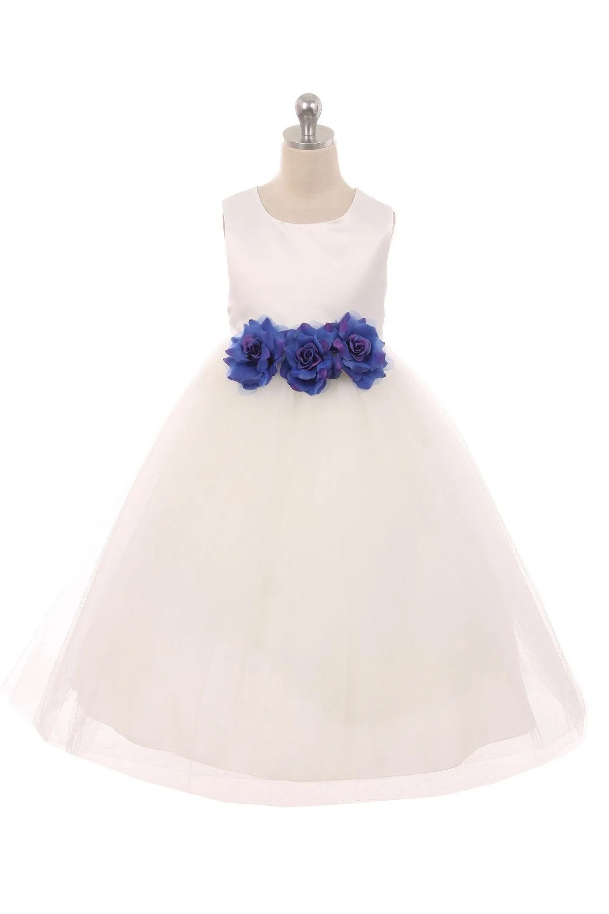 Ivory Satin & Tulle 3 Flower Girls Dress