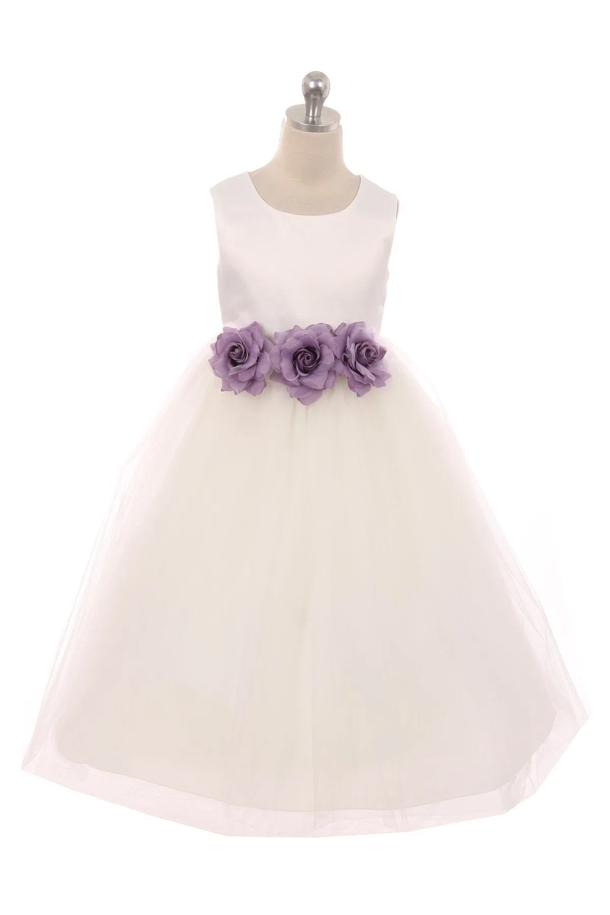 Ivory Satin & Tulle 3 Flower Girls Dress