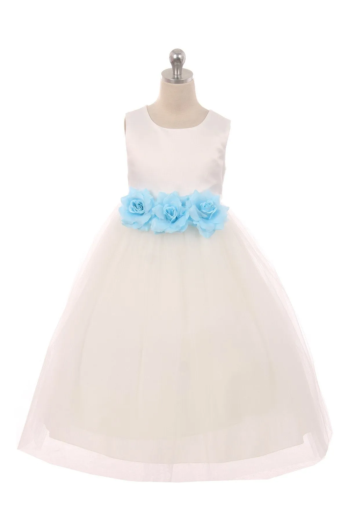 Ivory Satin & Tulle 3 Flower Girls Dress