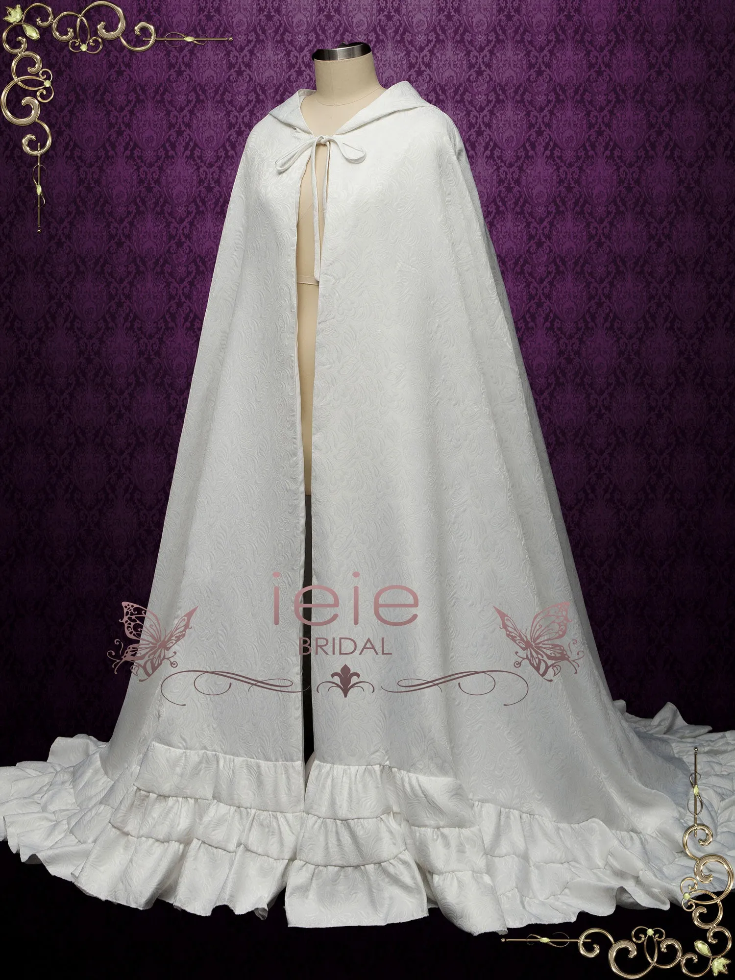 Ivory Wedding Cloak with Hood SCARLETT