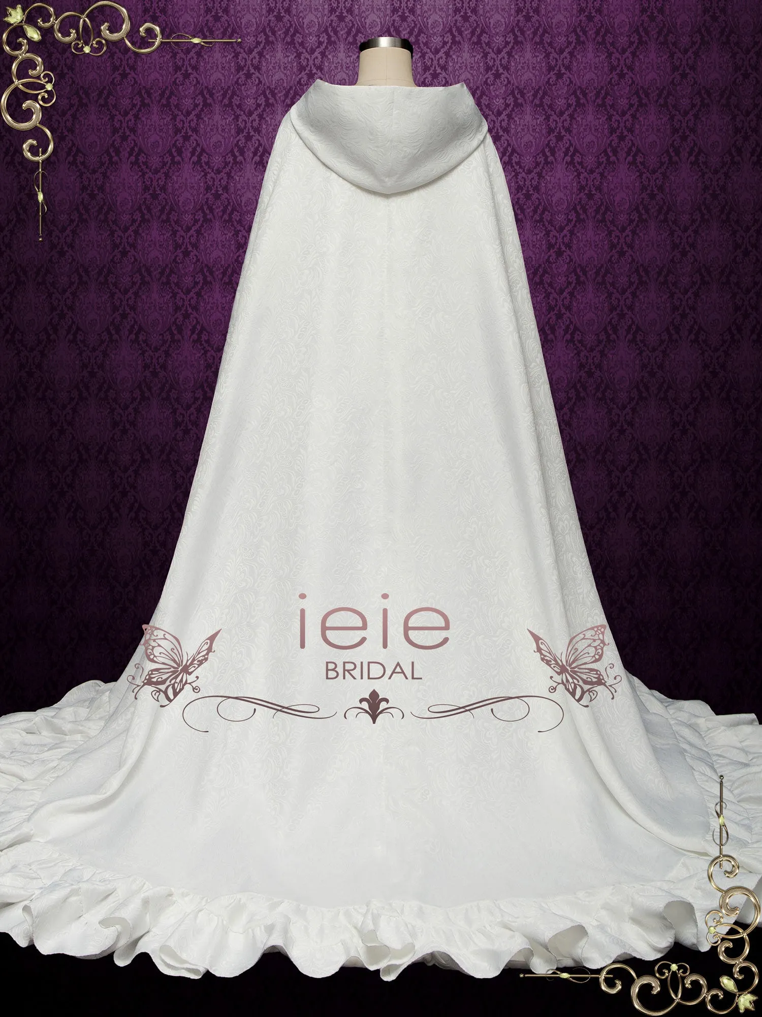 Ivory Wedding Cloak with Hood SCARLETT