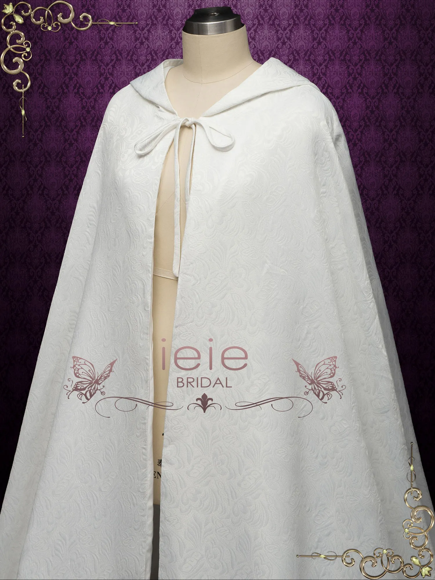 Ivory Wedding Cloak with Hood SCARLETT