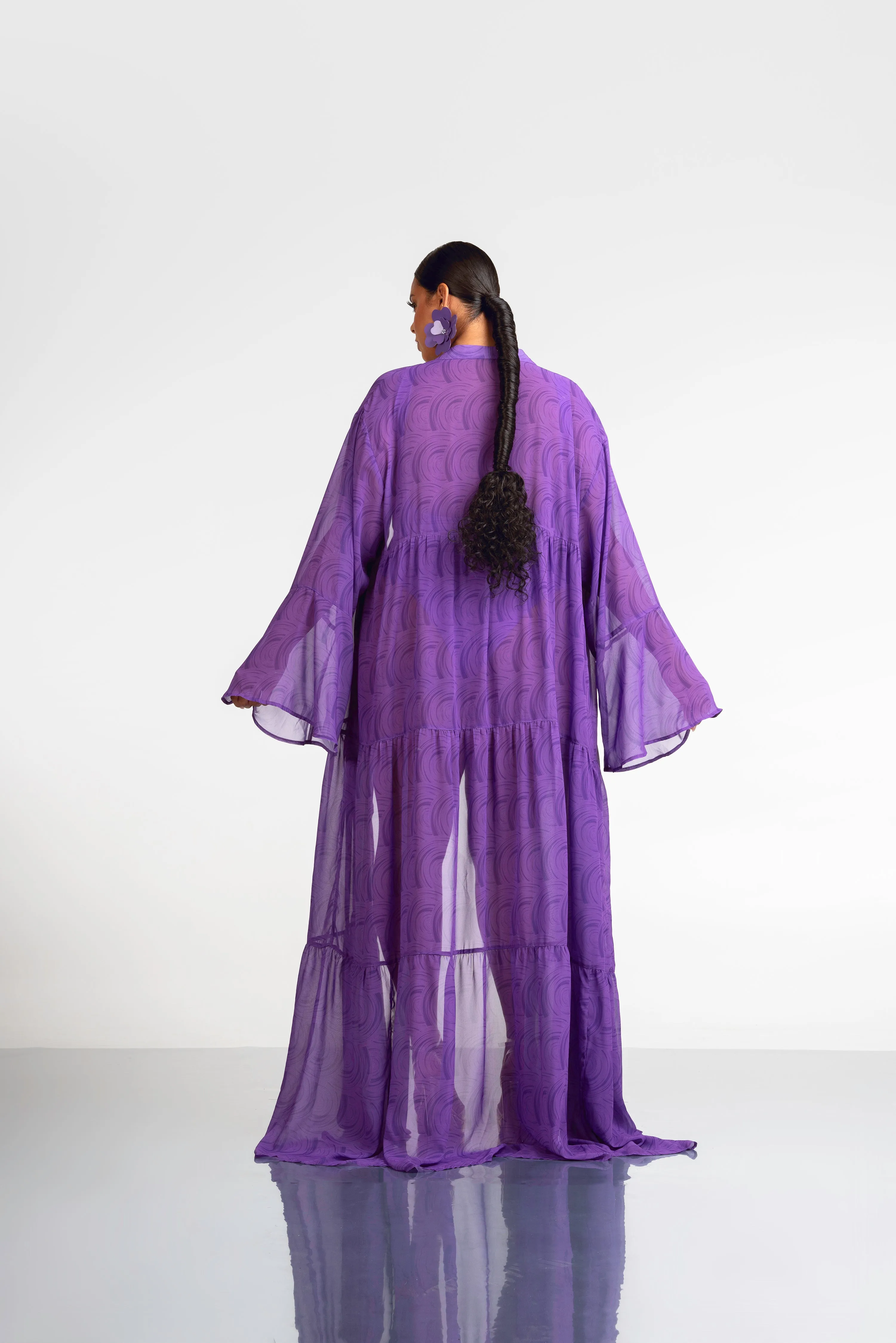 IZA PURPLE LONG SLEEVE CHIFFON KIMONO