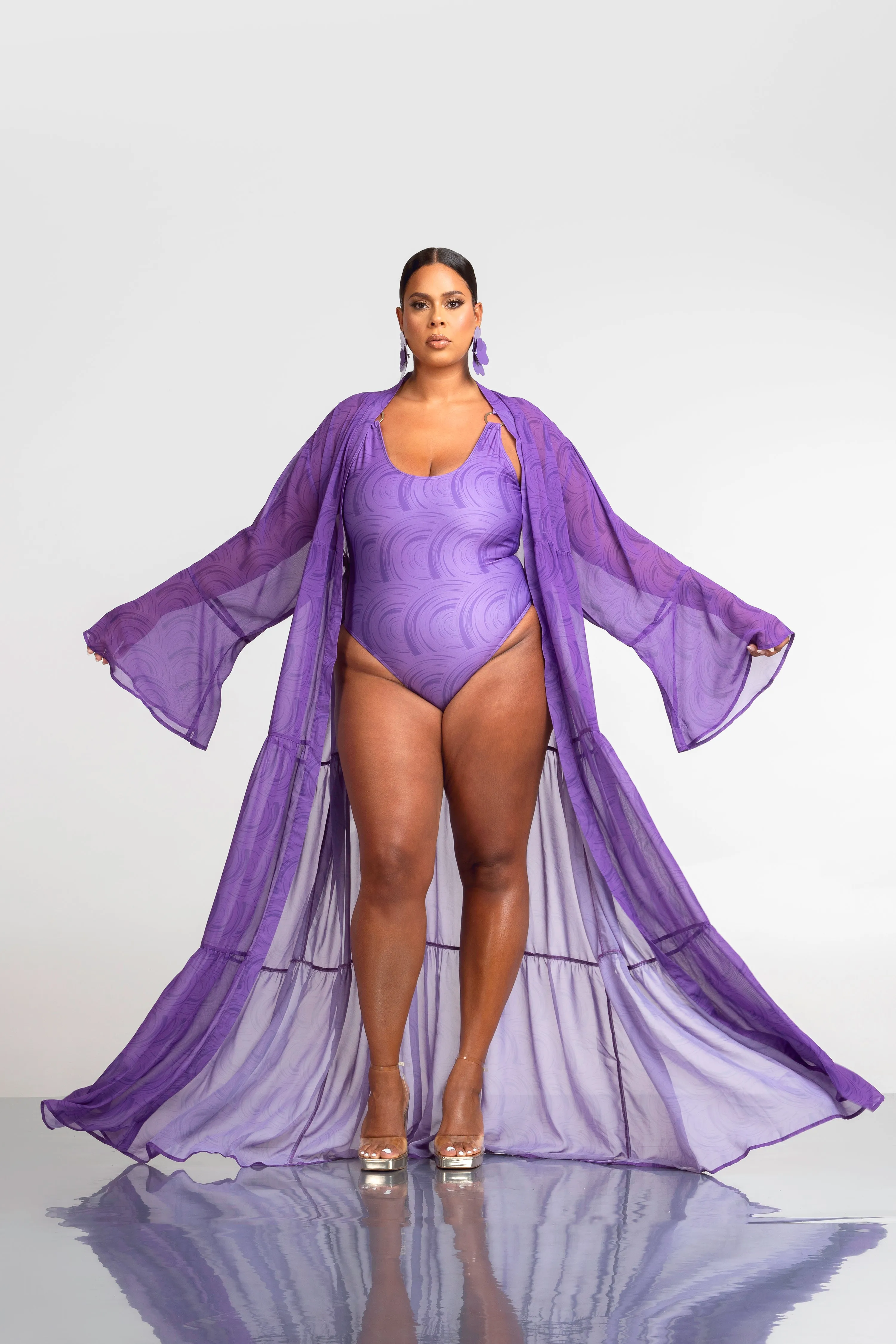 IZA PURPLE LONG SLEEVE CHIFFON KIMONO