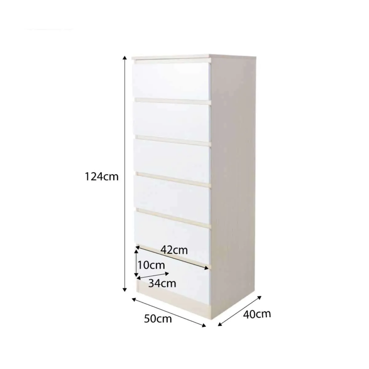 Jolt Six Drawer - Slim - Natural / White