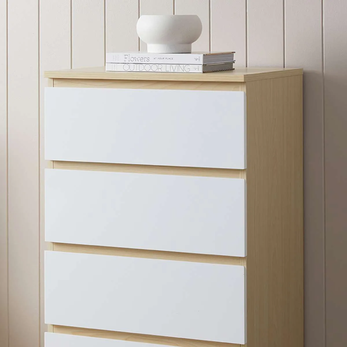 Jolt Six Drawer - Slim - Natural / White