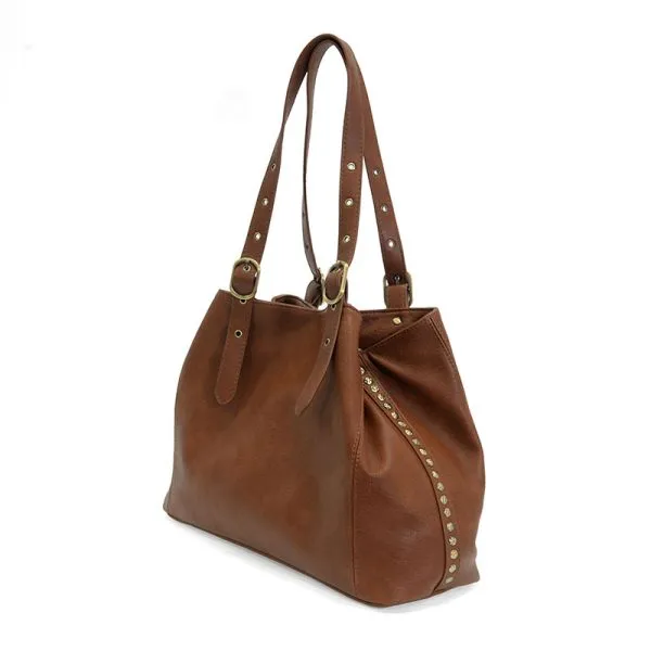 JOY ACCESSORIES SHELBY STUDDED TOTE - SADDLE BROWN - L823962