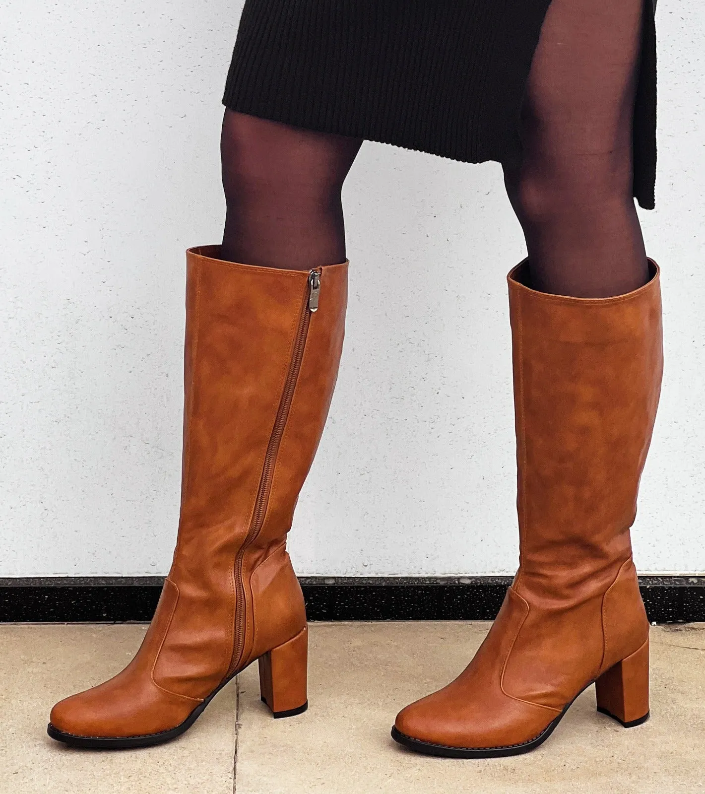 Knee High Leather Boots Havane