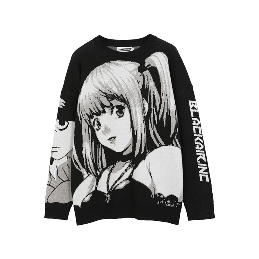 Knitted Black Anime Style Sweater