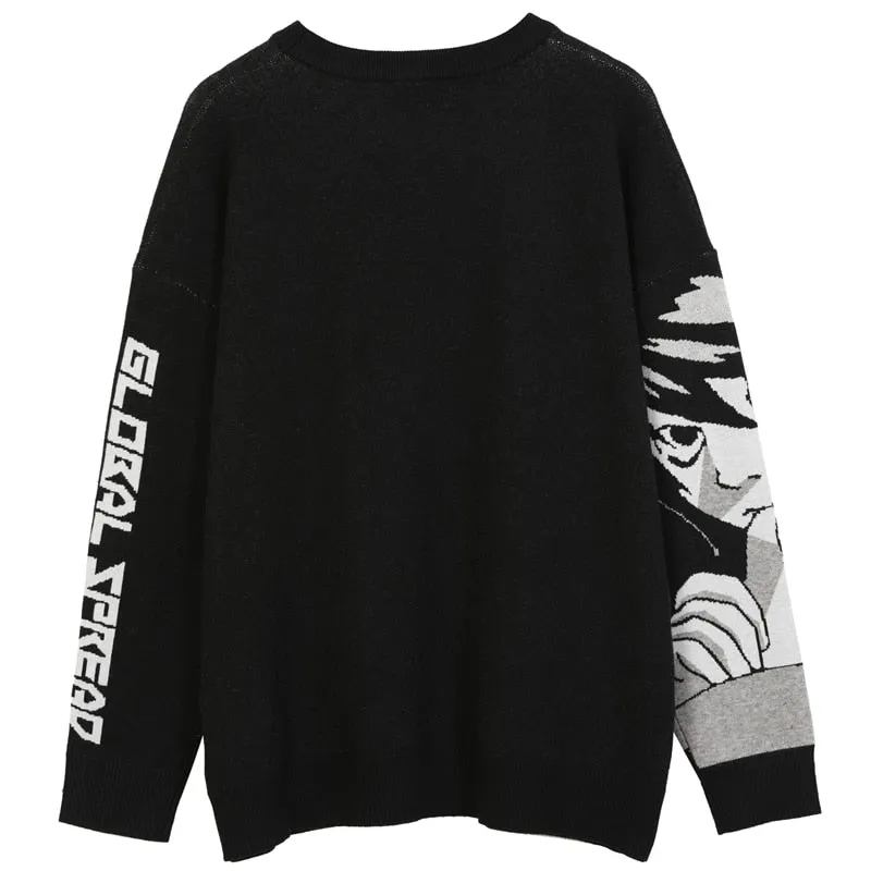 Knitted Black Anime Style Sweater