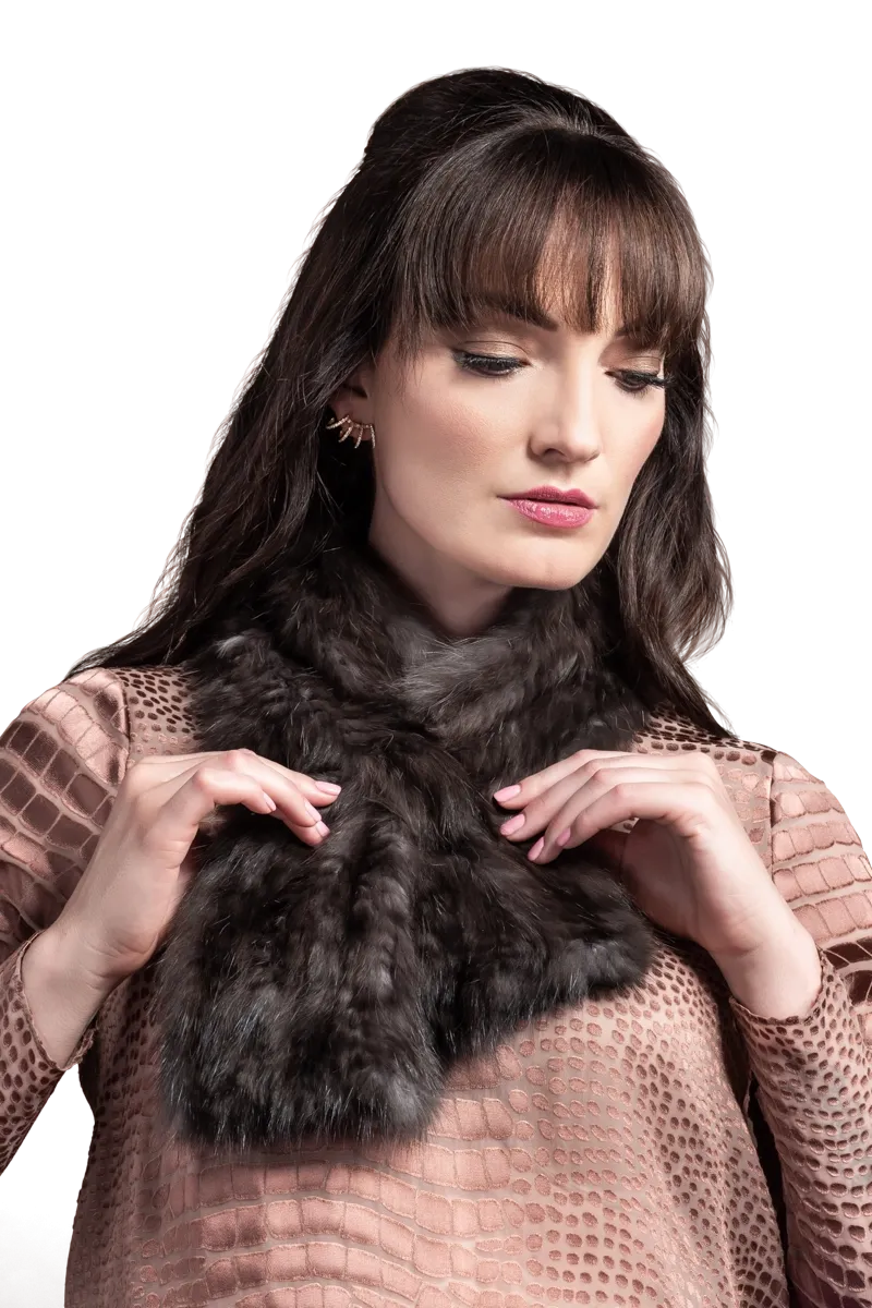 Knitted Pull Through Russian Sable Fur Scarf