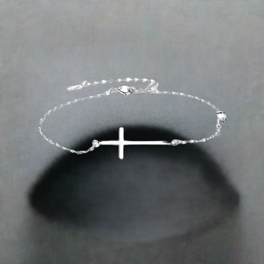 Lauren Silver Large Cross Bracelet