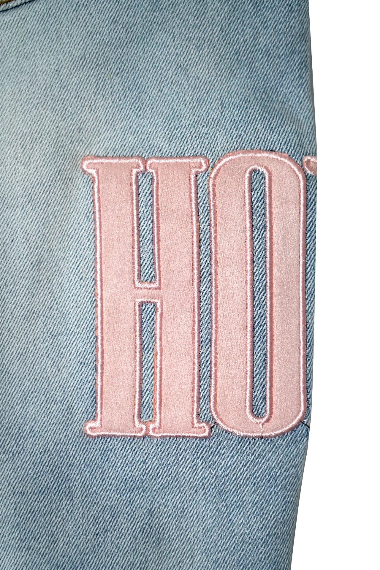 Letterman Denim Blue With Pink Letters