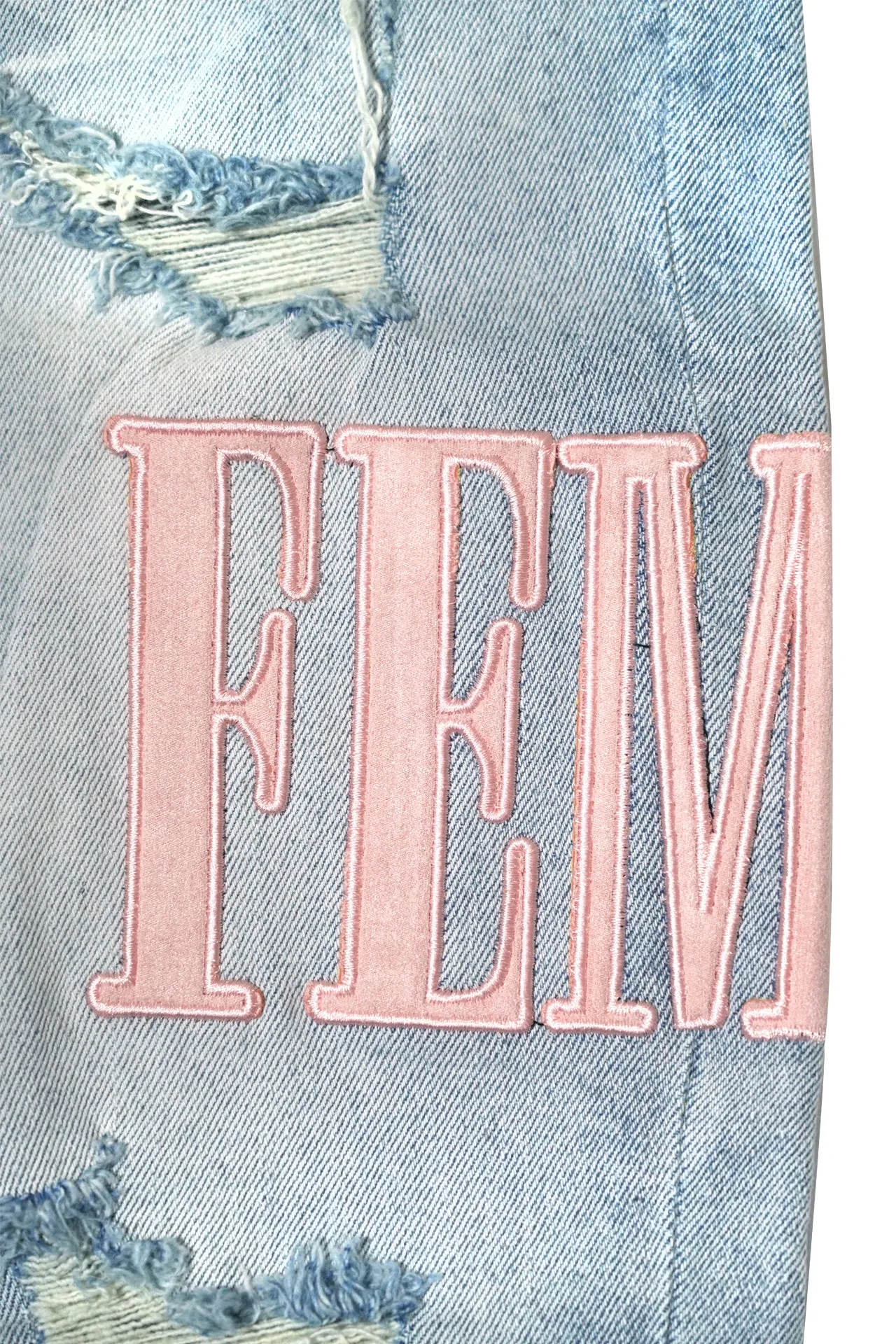 Letterman Denim Blue With Pink Letters