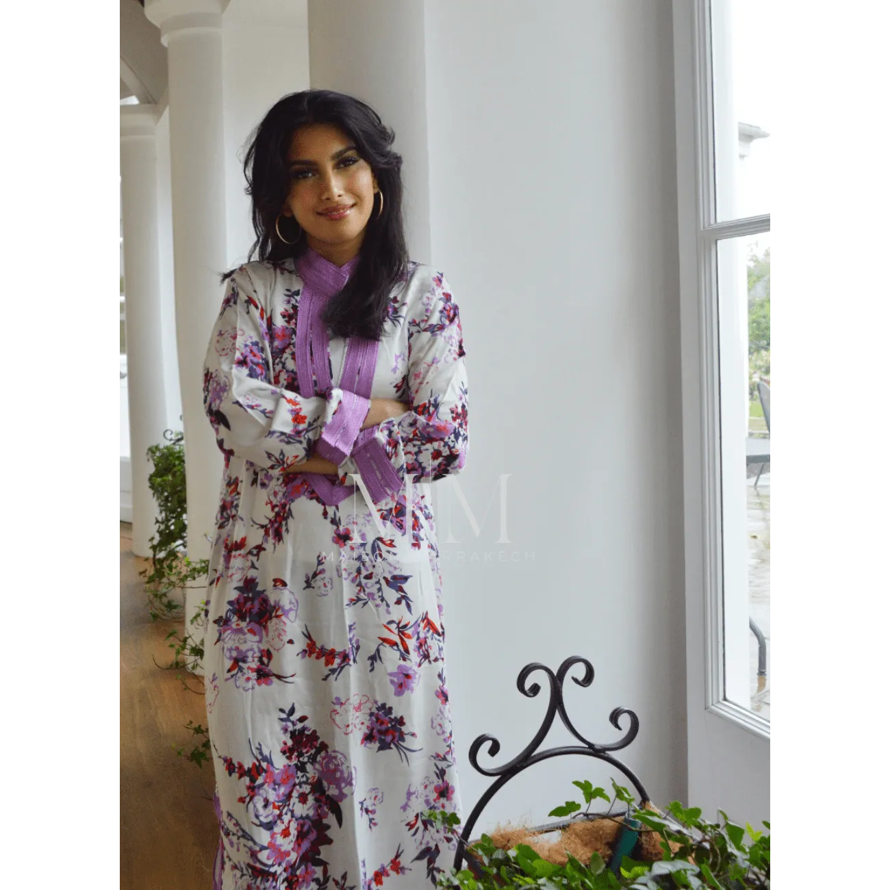 Lilac Floral Beach Lounge Kaftan Caftan