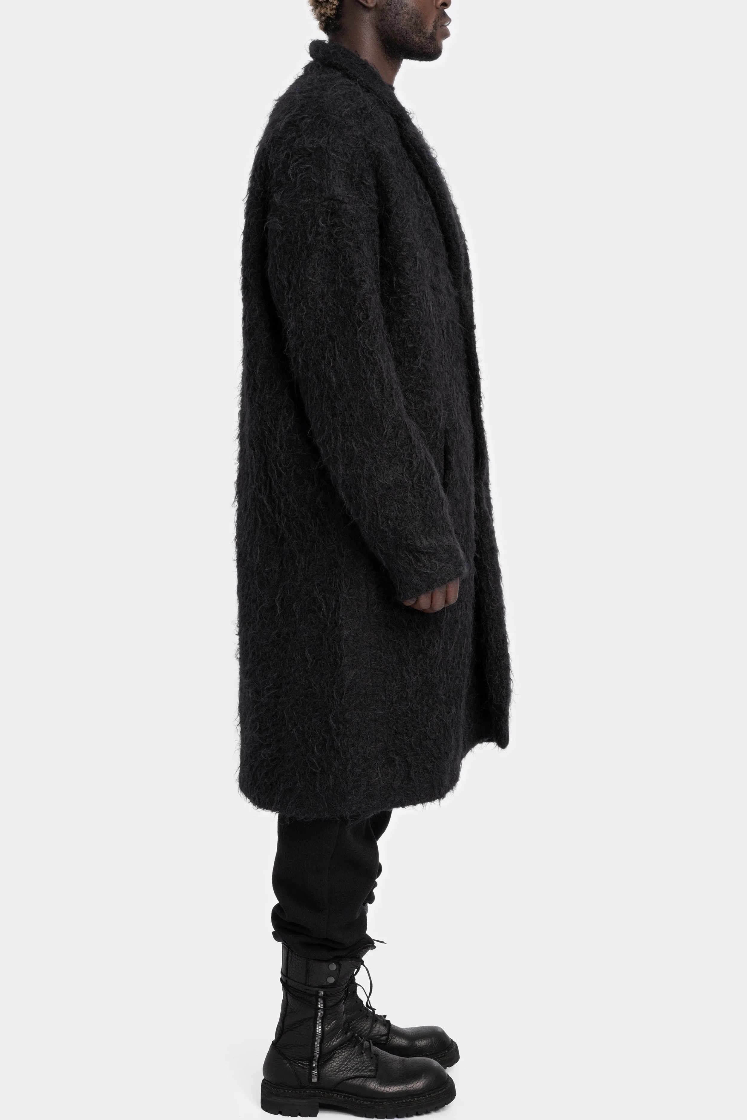 Long buttoned alpaca / wool coat