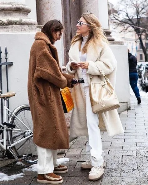 Long Faux Fur Camel Teddy Coat Maxi Jackets