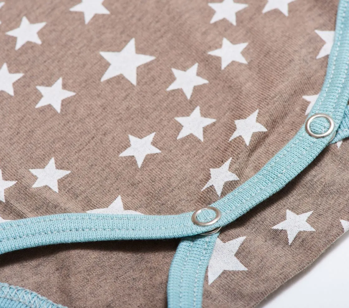 Long-sleeve baby body "Stars taupe"