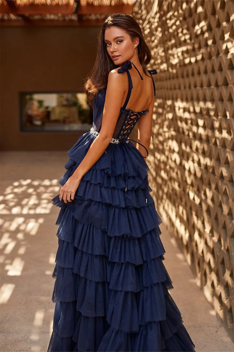 Love Stays True Frill-Layered Tulle Maxi Dress