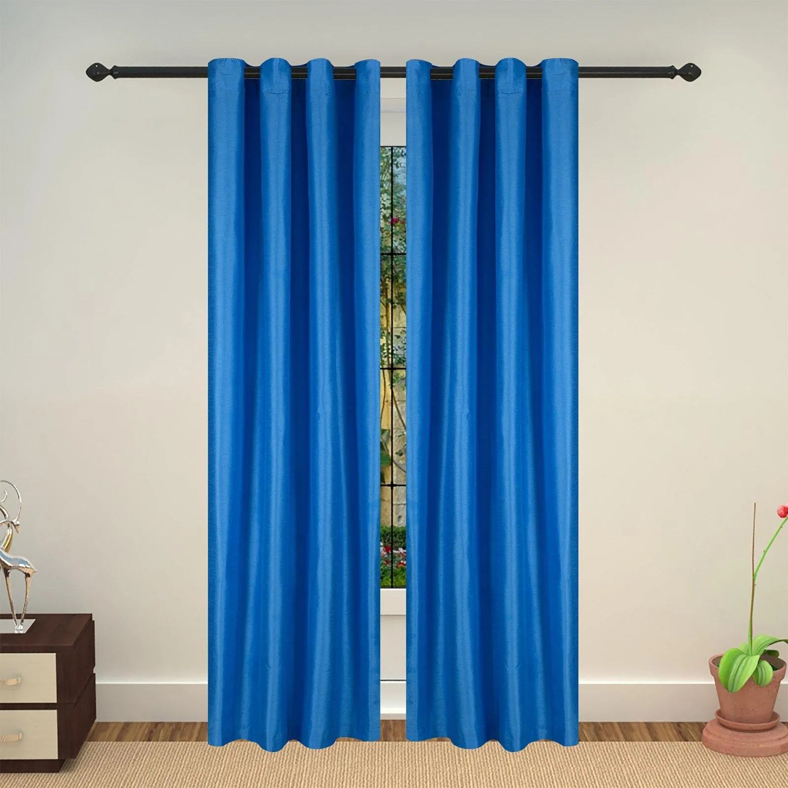 Lushomes curtain 9 Feet, curtains with lining, Blue, curtains & drapes, parda, urban space curtains, curtains for living room (Single Pc, 54 x 108 inches)