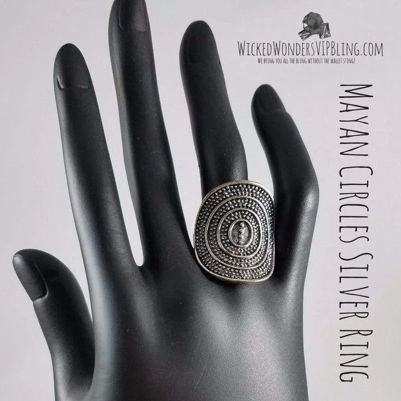 Mayan Circles Silver Ring