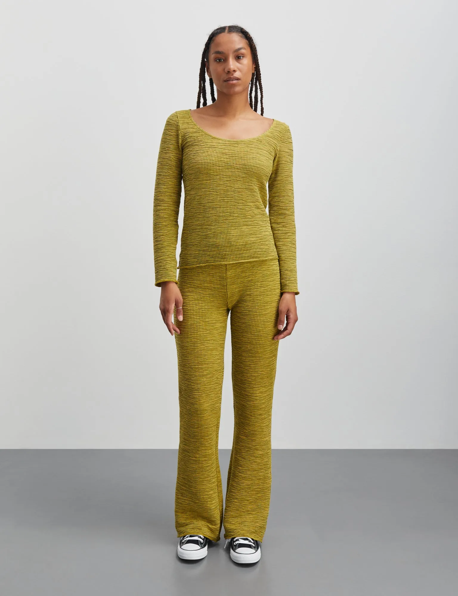 Mel Crepe Ura Pants, Misted Yellow Melange