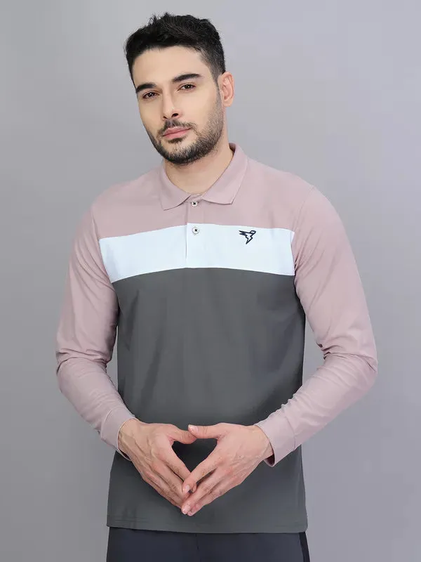 Men Colorblock Slim Fit Polo T-shirt with MATPIQ