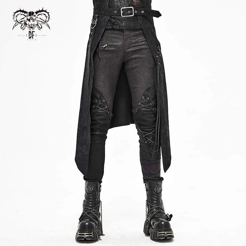 Men's Gothic Punk Irregular Buckle Black Skirt