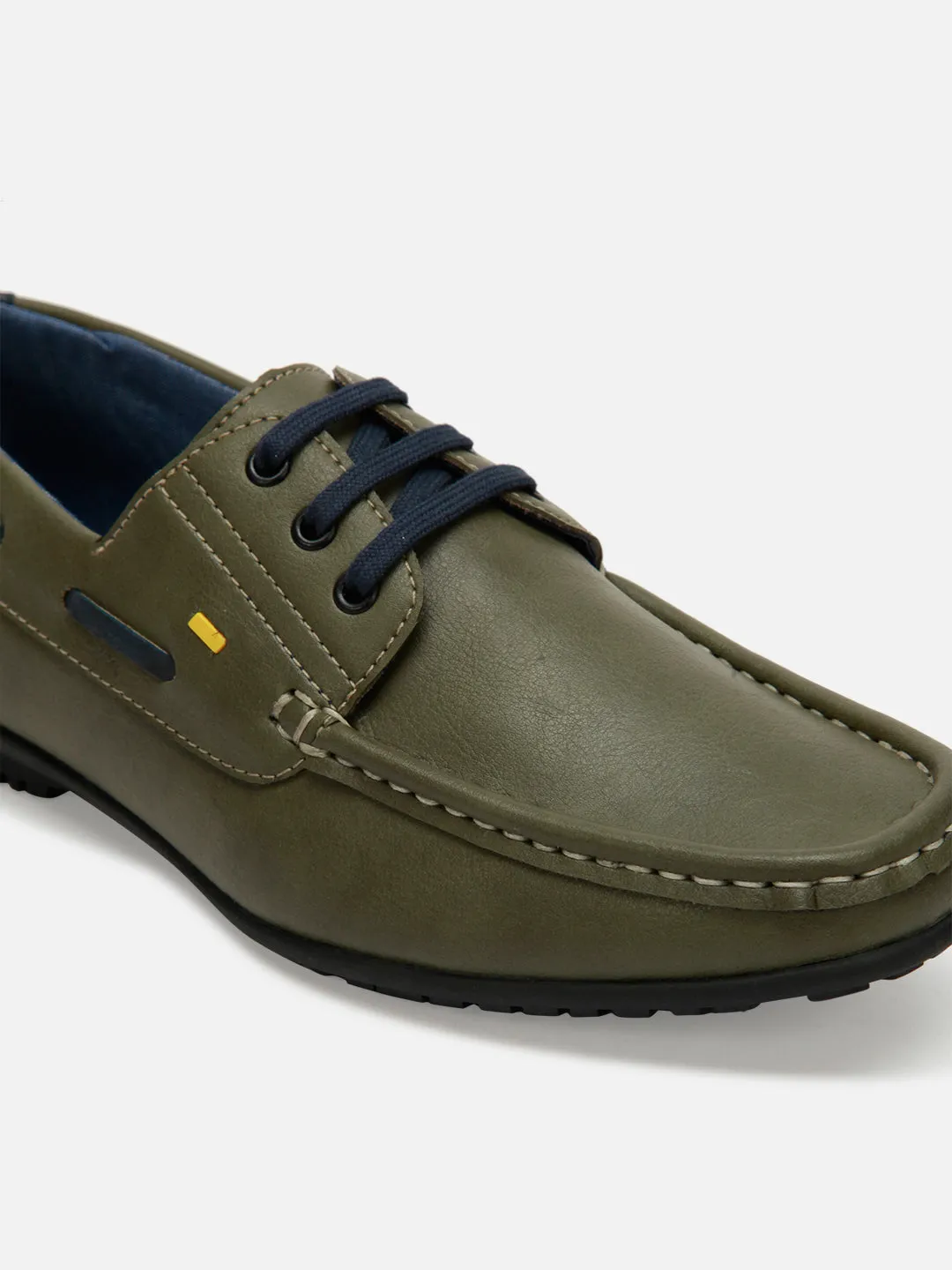 Men's Olive Lace Up Casual Boat Shoe (IX1015)