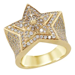 MEN'S YELLOW GOLD START SHAPED FASHION RING WITH DIAMONDS, 2.43 CT TW