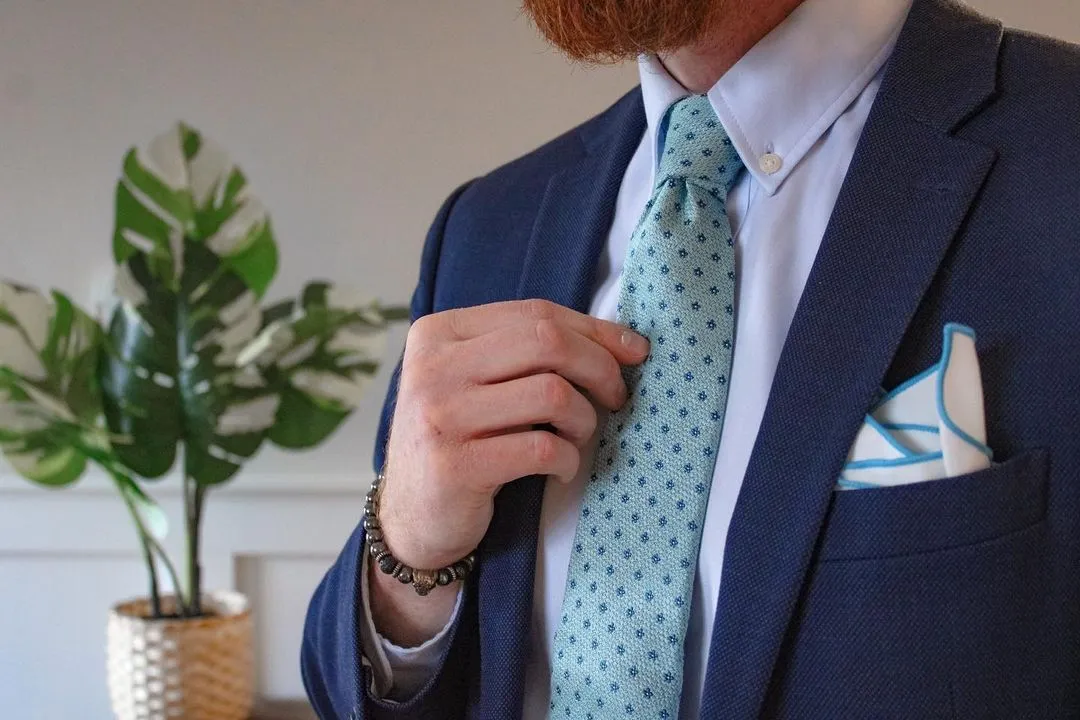 Meredith Foulard Silk Tie, Turquoise / Teal