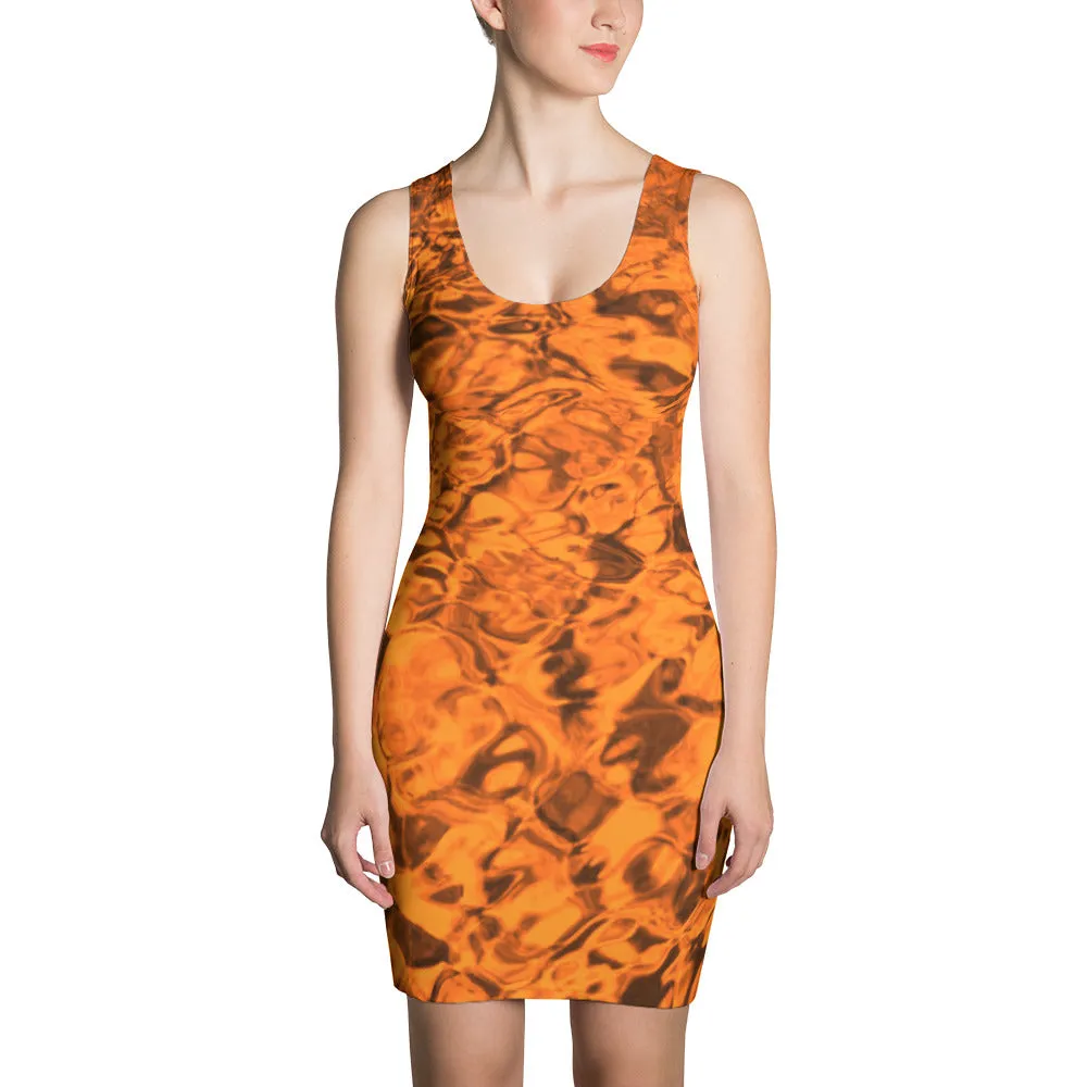 Mermaid Spandex Dress - STYLE Bodycon - COLOR Orange Water