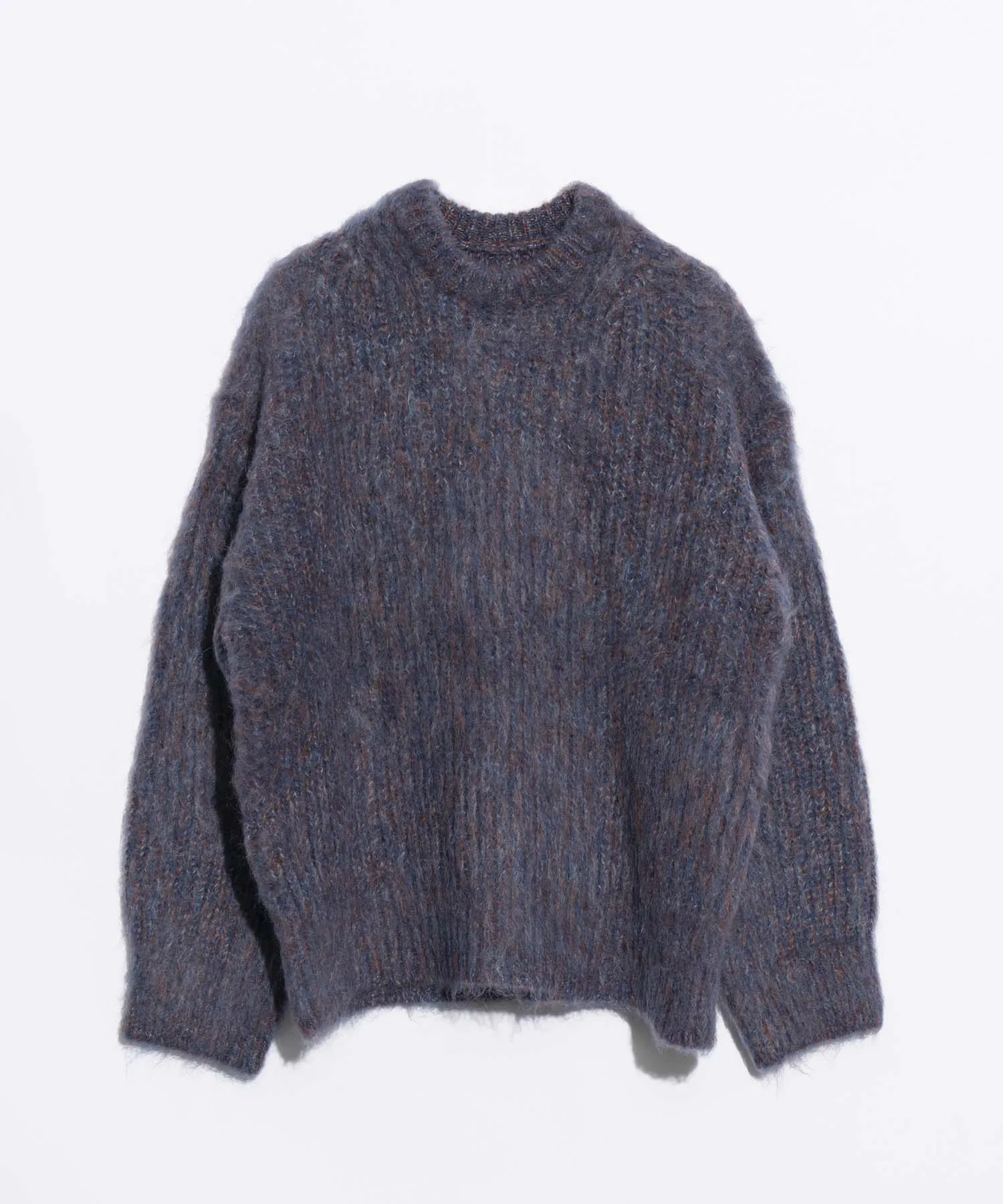 Mourine Brushed Kid Mohair Crew Neck Knit Pullover