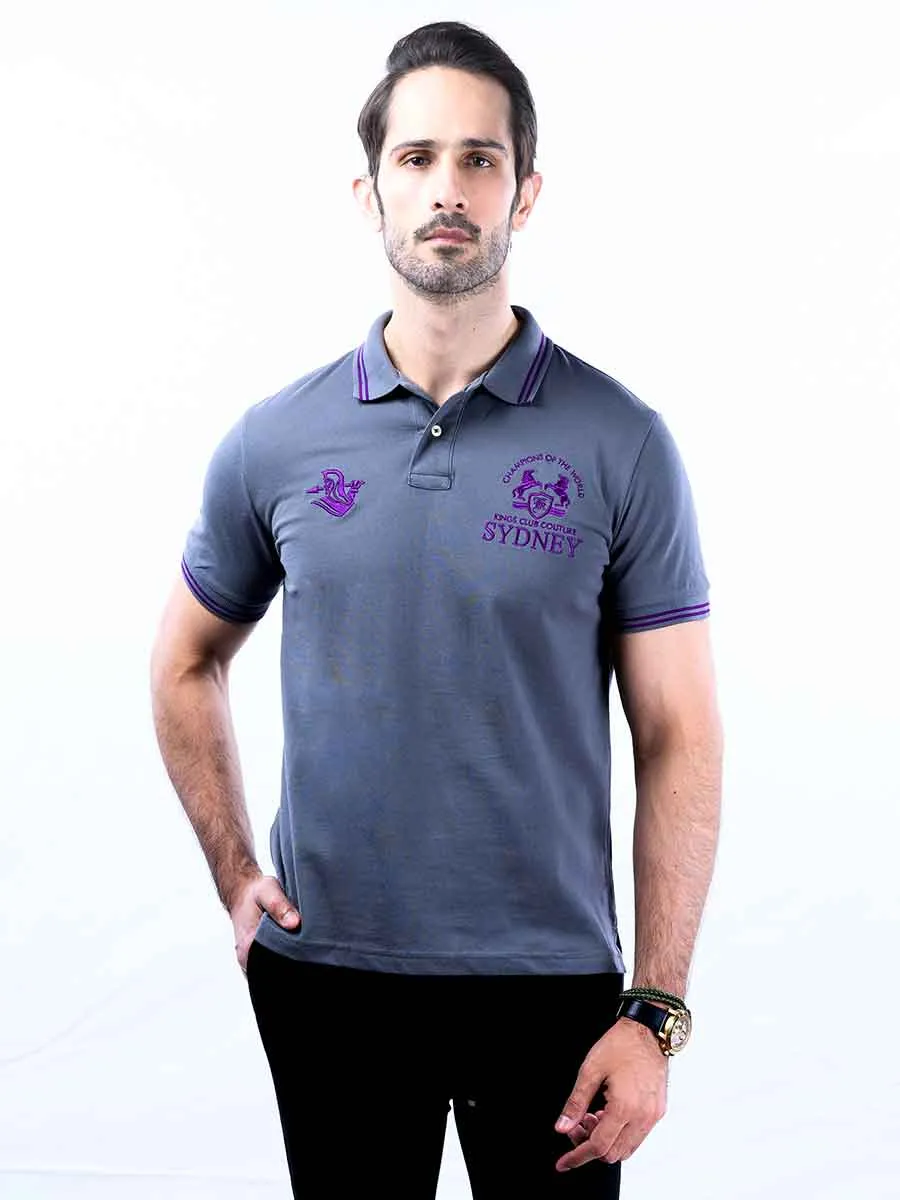 Nabeel & Aqeel Spartan Champions Of The World Polo Shirt Grey NASP0022