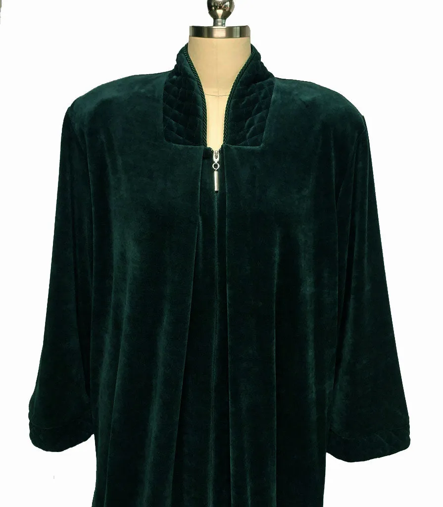 NEW -  DIAMOND TEA COTTON VELOUR ROBE WITH ZIP UP FRONT & QUILTED TRIM IN ASPEN - SIZE LARGE- #4 - WOULD MAKE A WONDERFUL GIFT