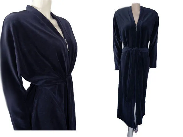 NEW - DIAMOND TEA COTTON/POLY ZIP UP FRONT ROBE WITH ATTACHED TIES IN NIGHTFALL SIZE LARGE- ONLY 1 IN STOCK IN THIS SIZE & COLOR - WOULD MAKE A WONDERFUL GIFT