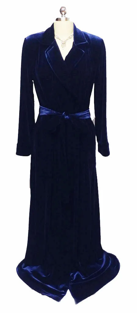 NEW - DIAMOND TEA LUXURIOUS WRAP-STYLE VELVET VELOUR ROBE IN COBALT- SIZE SMALL - ONLY 1 IN STOCK - WOULD MAKE A WONDERFUL GIFT!