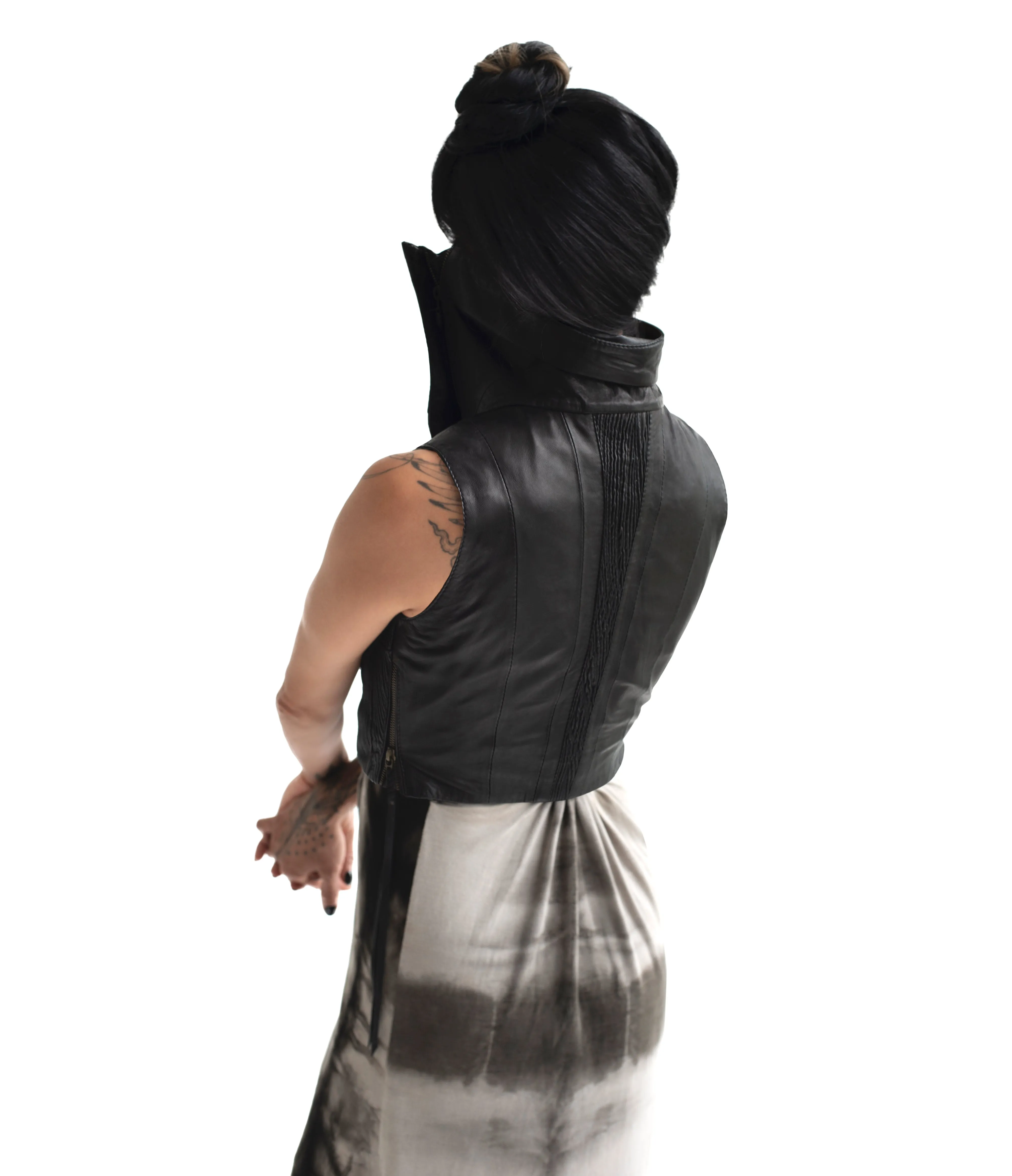 nightjar sleeveless leather vest