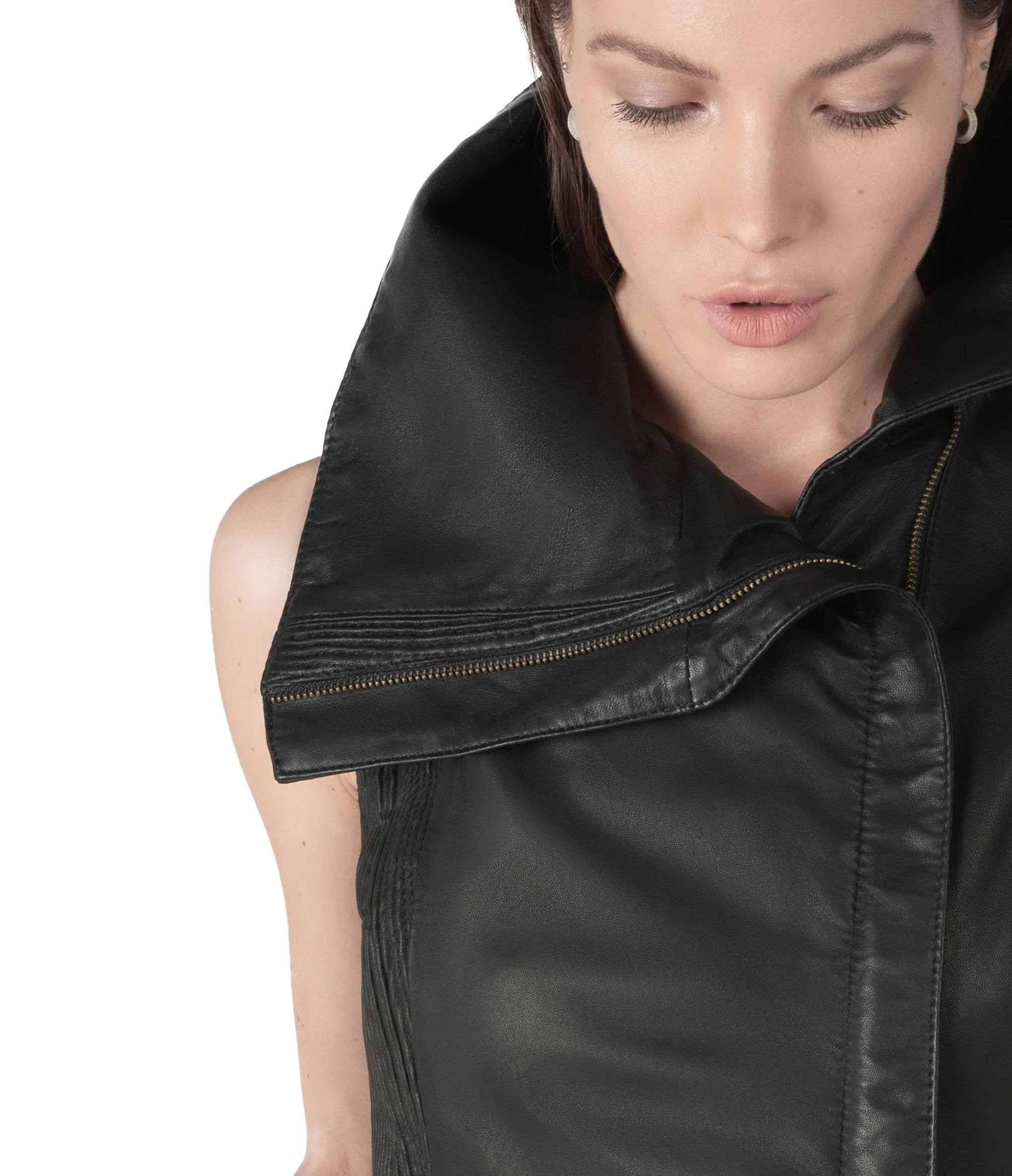 nightjar sleeveless leather vest