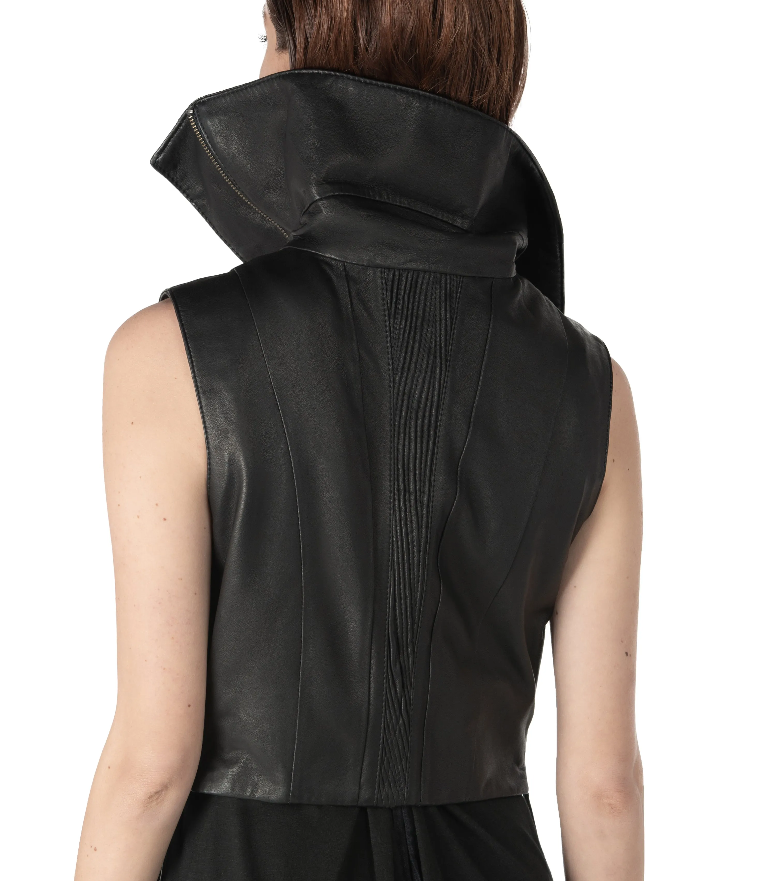 nightjar sleeveless leather vest